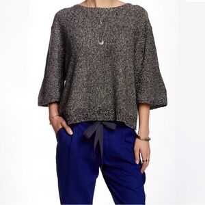 Free People Black and White Knit Top